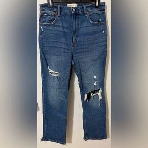 Abercrombie & Fitch Ultra High Rise Ankle Straight Jeans Distressed Size 30/10R